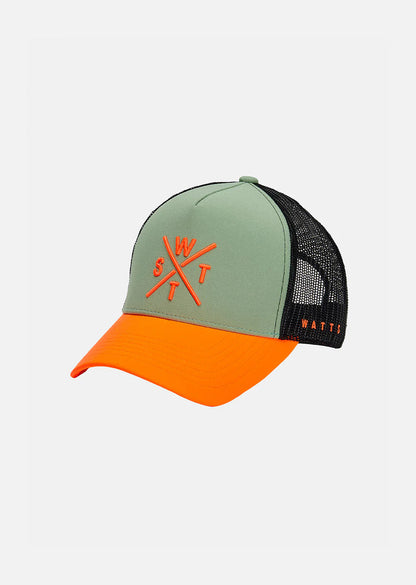 Watts Casquette TRIBE - Vert Sauge/Orange Fluo