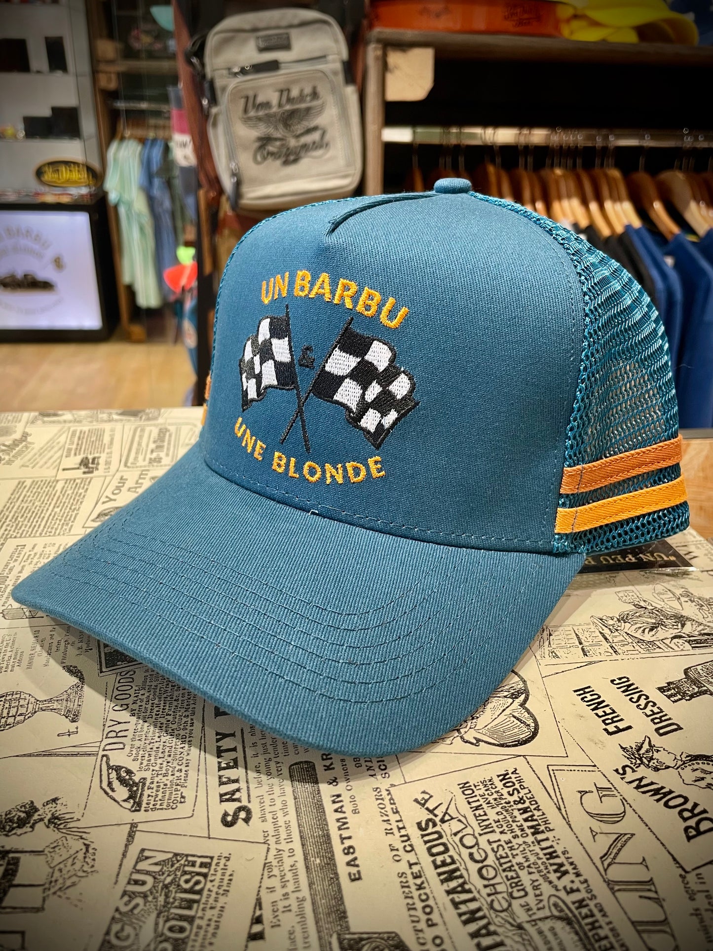 1B&1B Casquette Trucker Bleu Canard/Orange/Marron