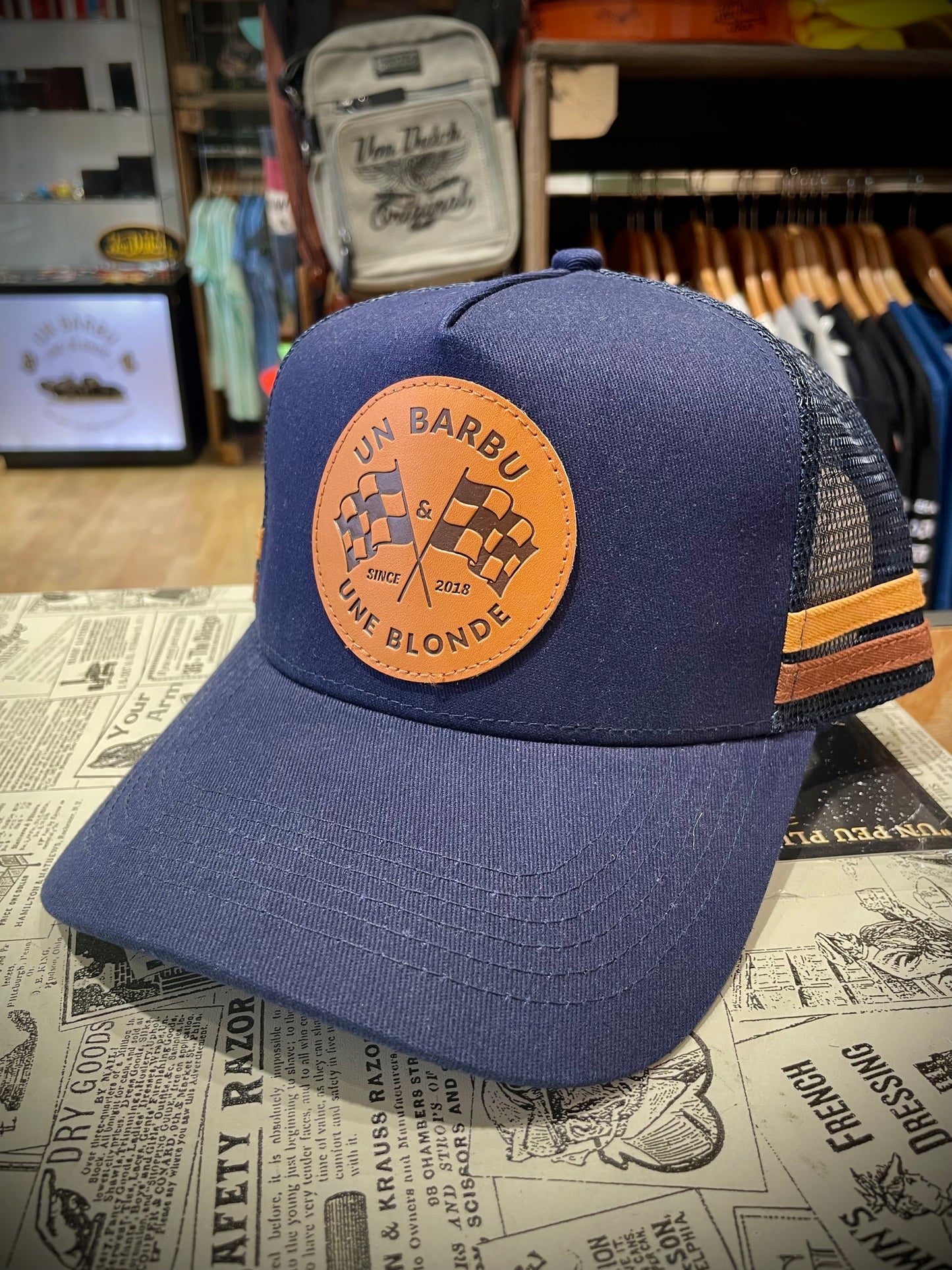 1B&1B Casquette Trucker Marine/Marron/Orange