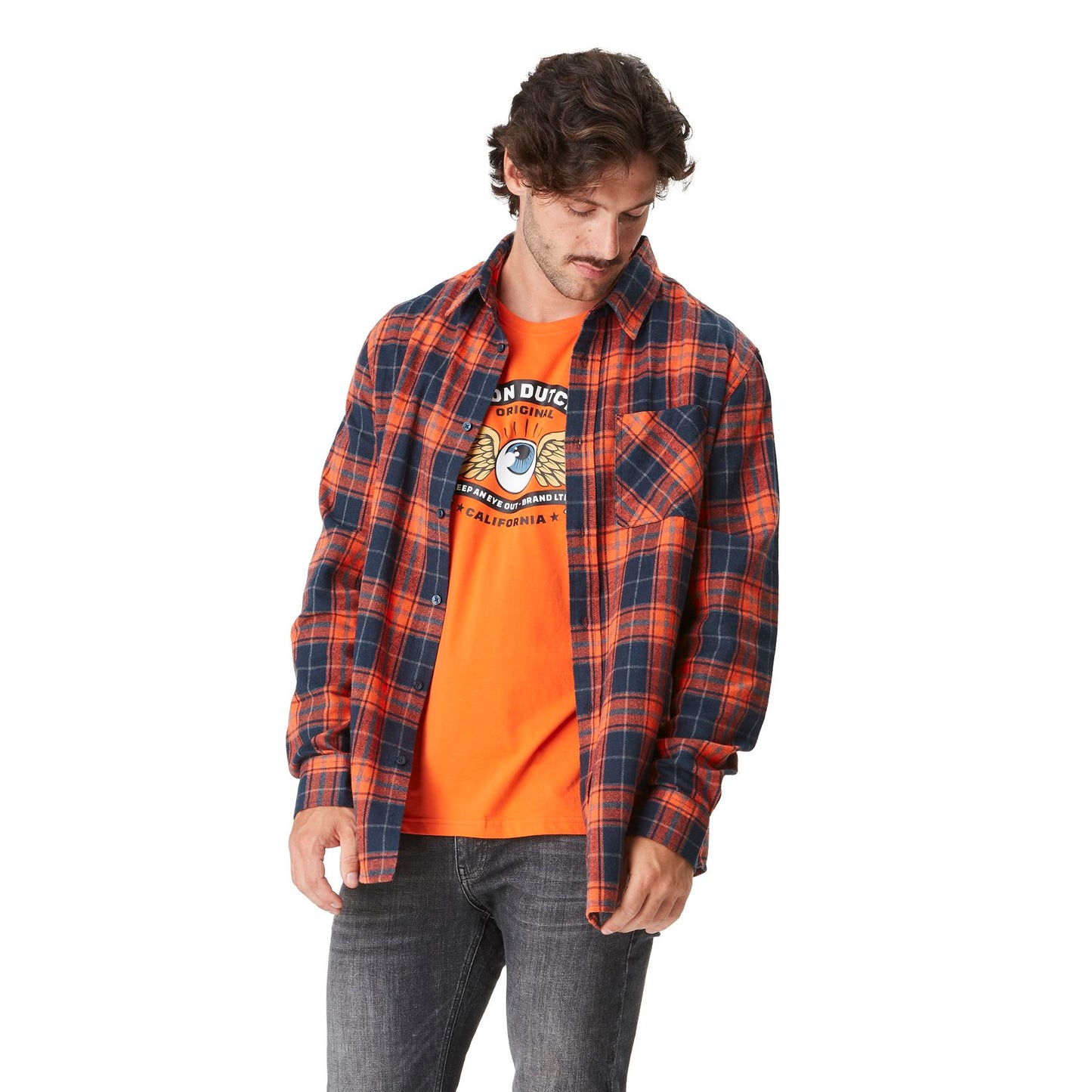 VD Chemise Flanelle TYLER - Marine/Orange